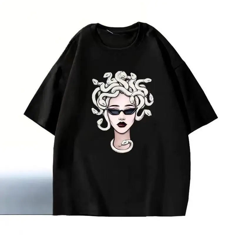 

25 Summer Abstract Printed Short Sleeved Men's and Women's T-Shirts Niche for Outerwear Stylish for Commuting Versatile Top