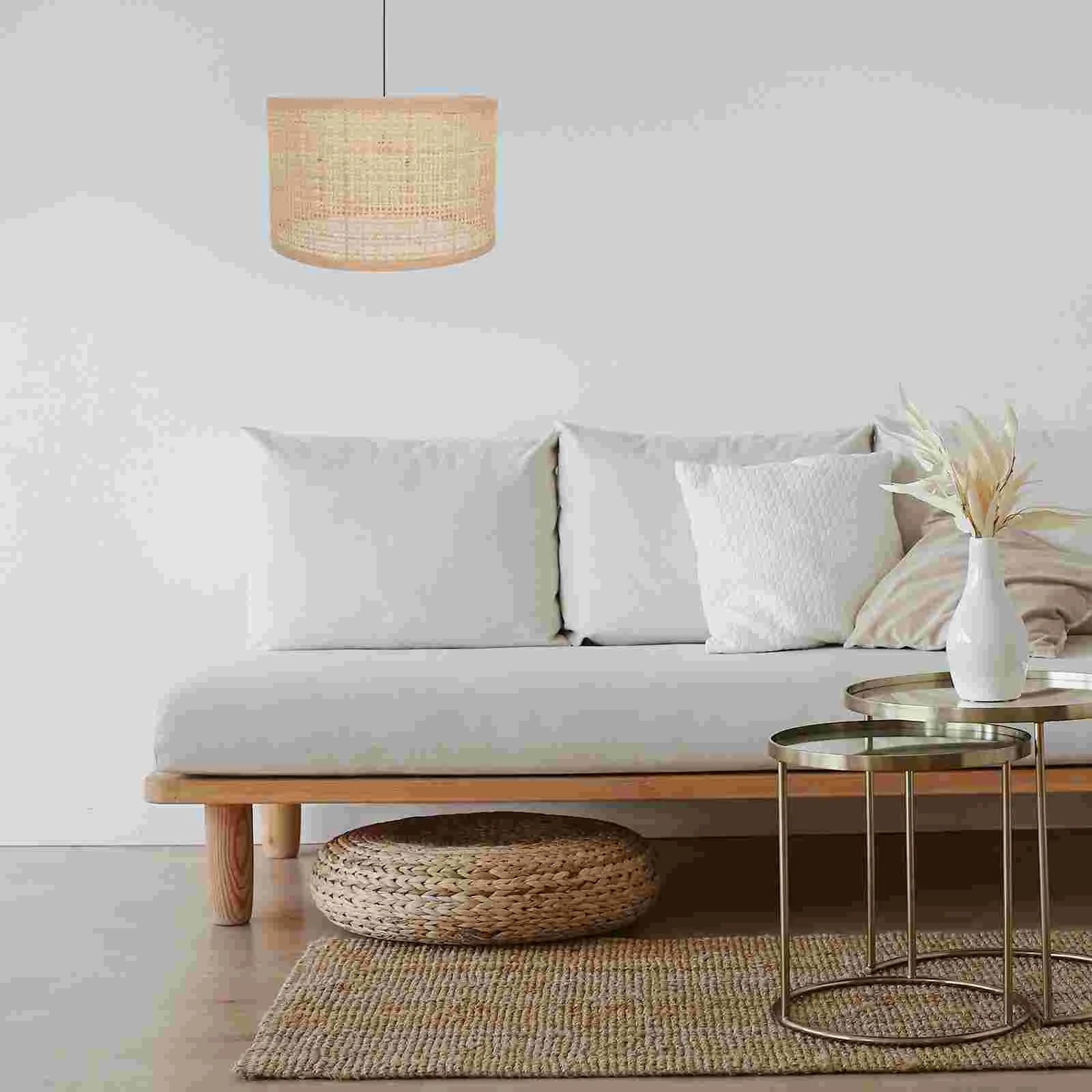Vintage Pendant Light Retro Decor Woven Lampshade Hotel Chimney Desk Floor Rattan