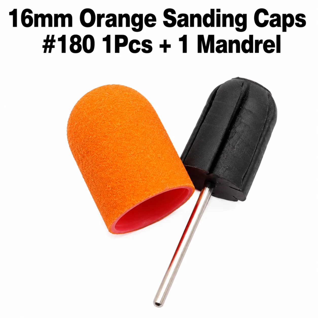 2Pcs Set 16mm Sanding Cap with Mandrel, Coarse/Medium/Fine Grits for Callus and Dead Skin Removal, Pedicure Nail Drill Bit, 2.35
