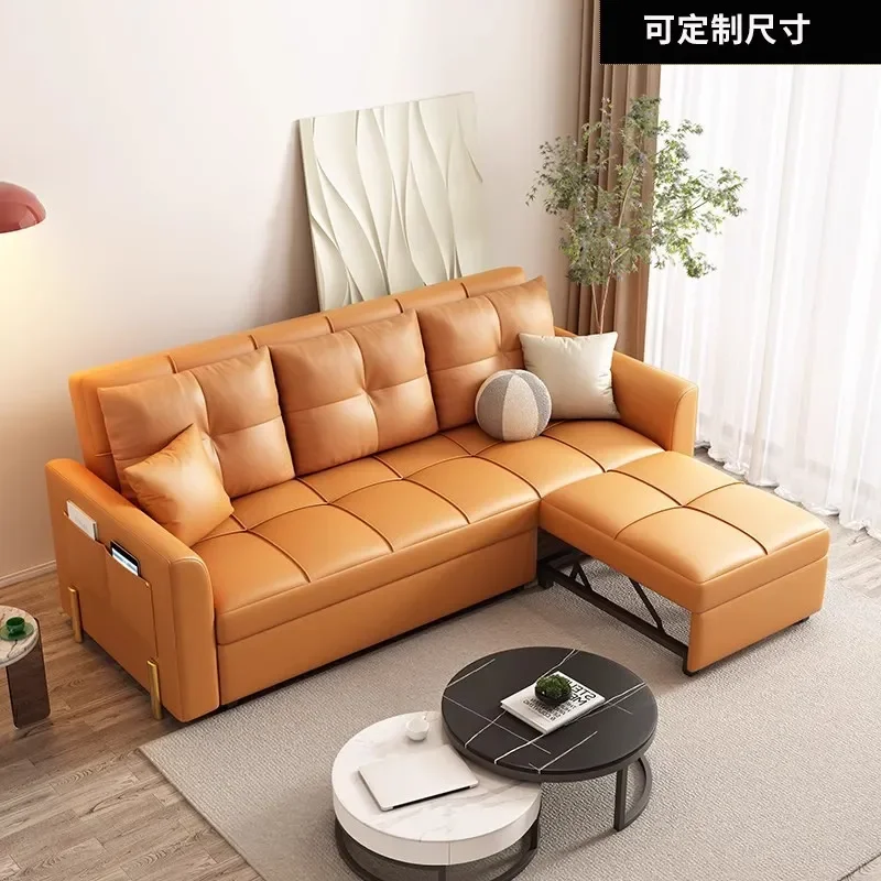for 2.18m Tech Cloth Sofa Bed Italian Style Living Room Small Apartment Simple Modern Light Luxury Push Pull Folding