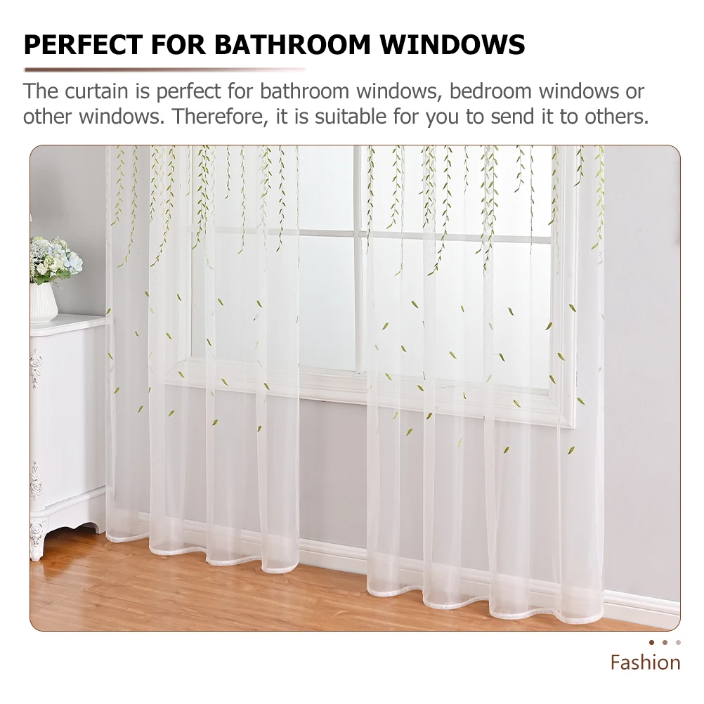 

Elegant Leaf Tulle Sheer Curtain Window Balcony Room Decor Wicker Pattern Privacy Sunlight Protection Home Gift