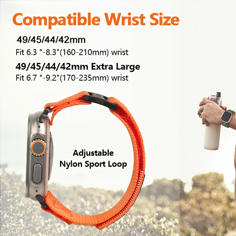 Nylon Strap for Apple watch Ultra Band 49mm 45mm 44mm 42mm Rugged Nylon Sport loop bracelet correa iWatch series 9 8 7 6 5 4 SE