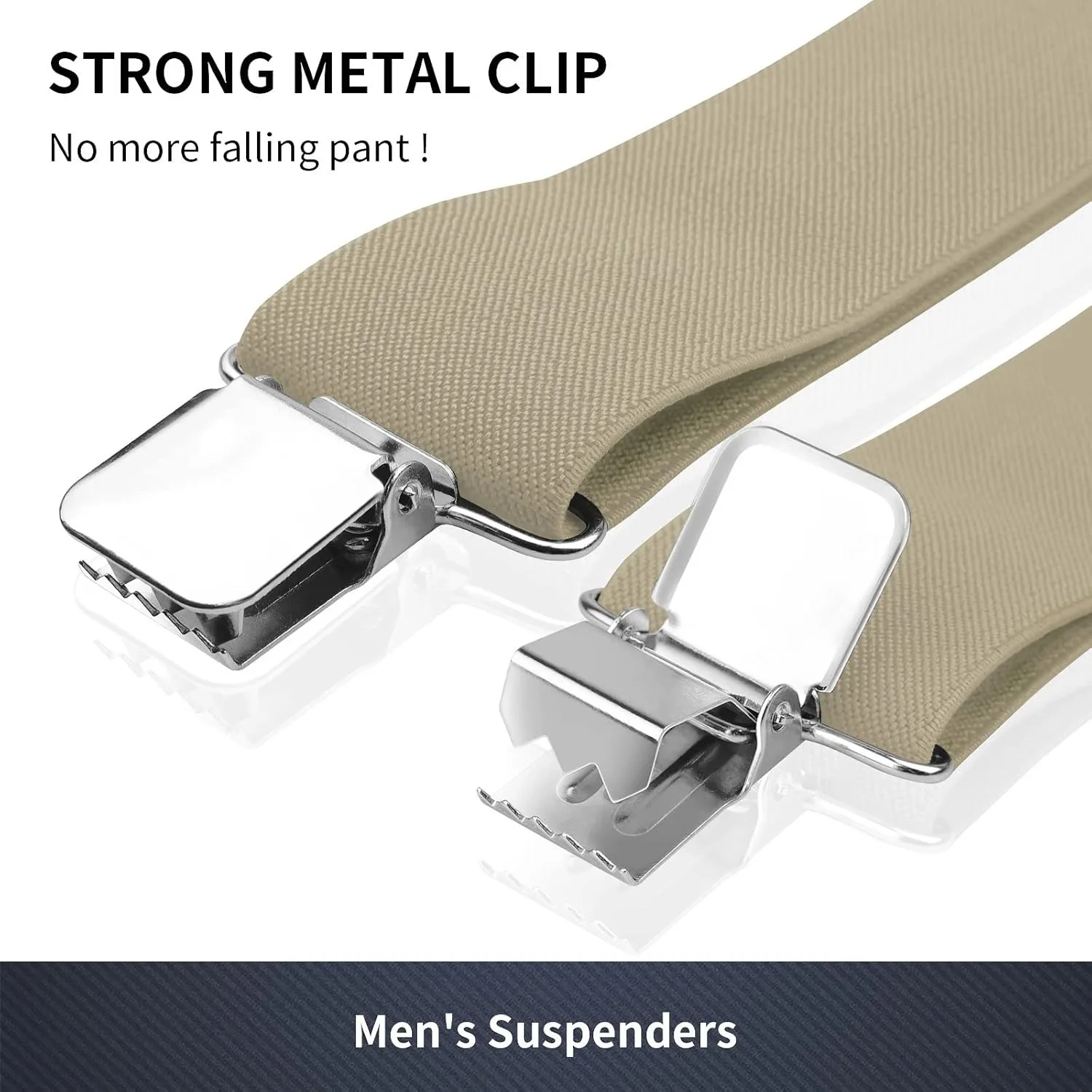 Hosenträger für Herren, Hosenträger mit starken 5,1 cm breiten, 4 Clips, robust, für Herren, hochelastisch, verstellbare Hosenträger im X-Stil – Detail 21