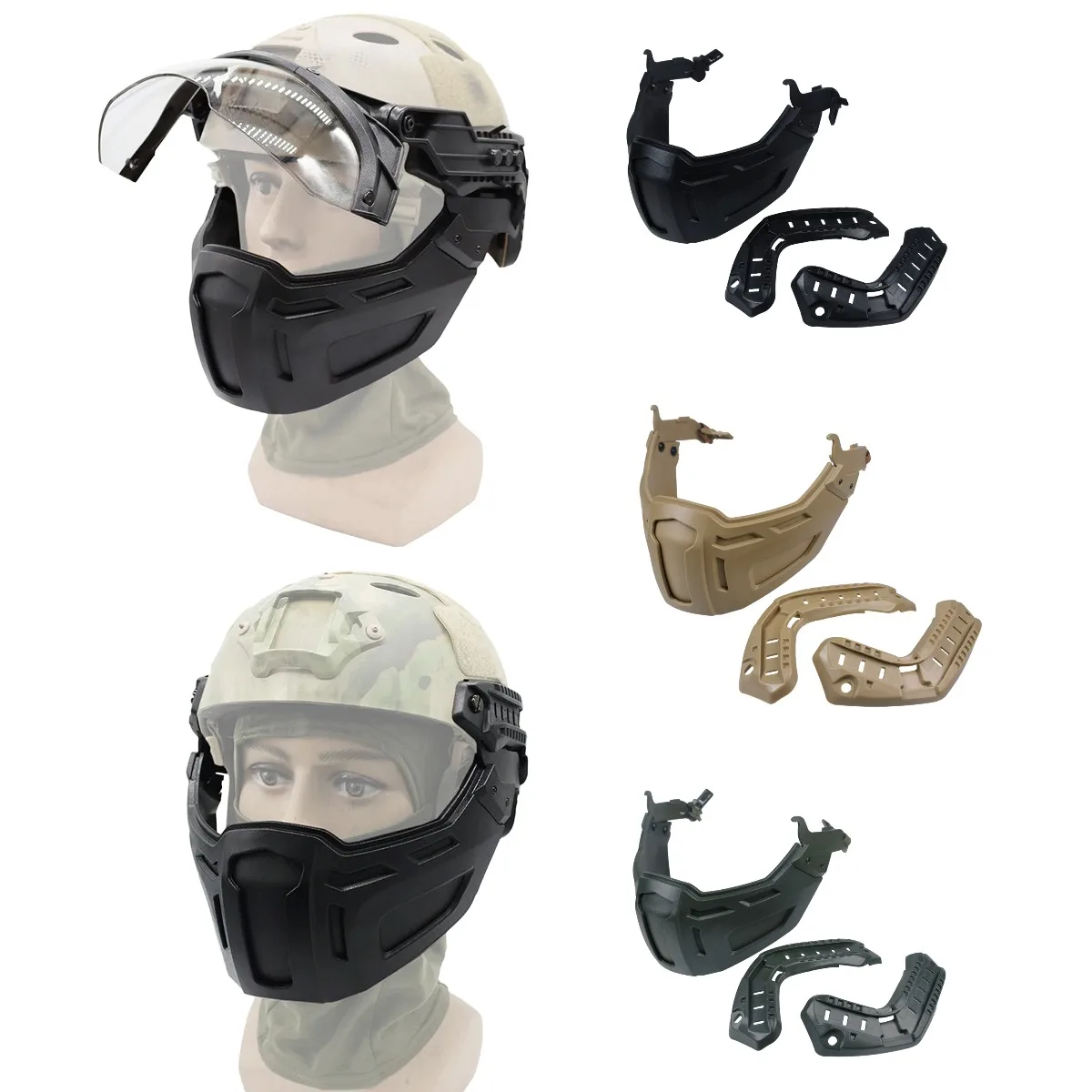 Tactical Helmet Accessories Half Face Mask With New Flip Goggles CS Game Paintball Mask Helmet Accessories Gear Hunting Airsoft