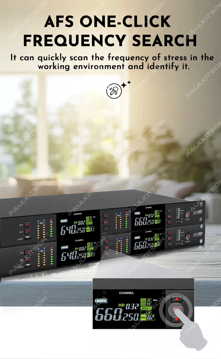 MK952 Dual-Handmikrofon mit True-Diversity-Technologie, 640-690MHz UHF, LCD, Stabiles Signal, Professionell für Bühne, Karaoke, Heim und Live-Einsatz – Detail 4