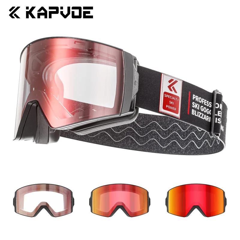 Kapvoe Photochromic UV400 Protection Snow Glasses for Men Ski Goggles Snowboard Anti-Fog Mask Women Eyewear Snowmobile Winter