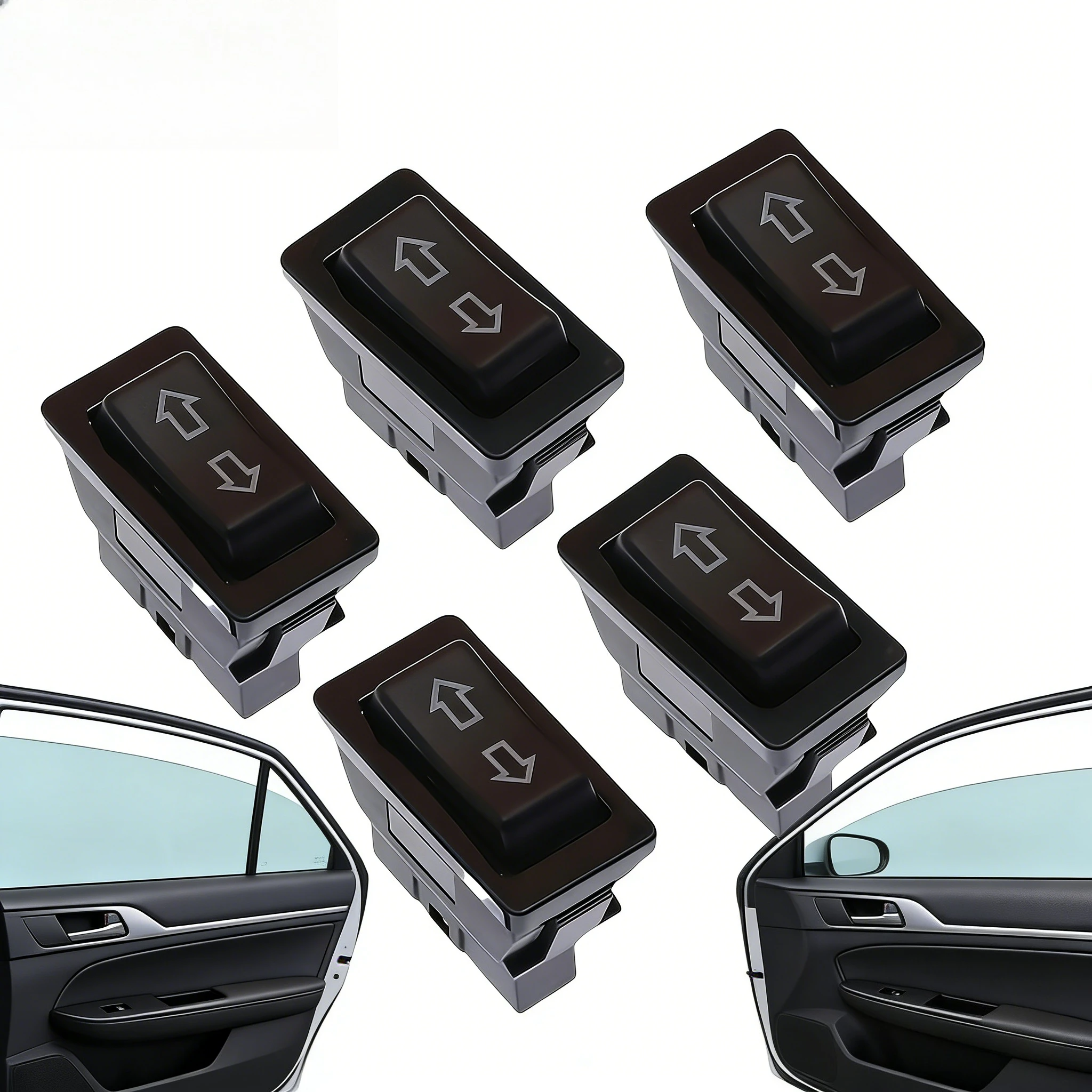 5Pcs Universal Car Window Switch Arrow Mark Rocker Switch Anti-Pinch Glass Lifter Replacement for Vehicle Modification