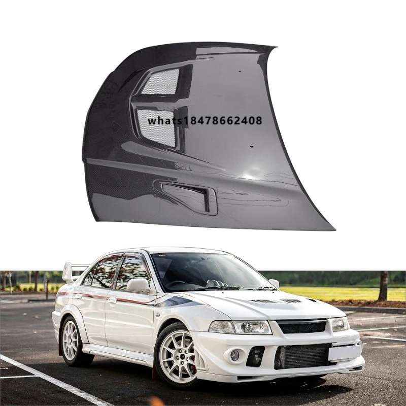 

New for Evolution 5-6 OEM Style High Quality 3K Twill Weave Carbon Fiber Engine Hood