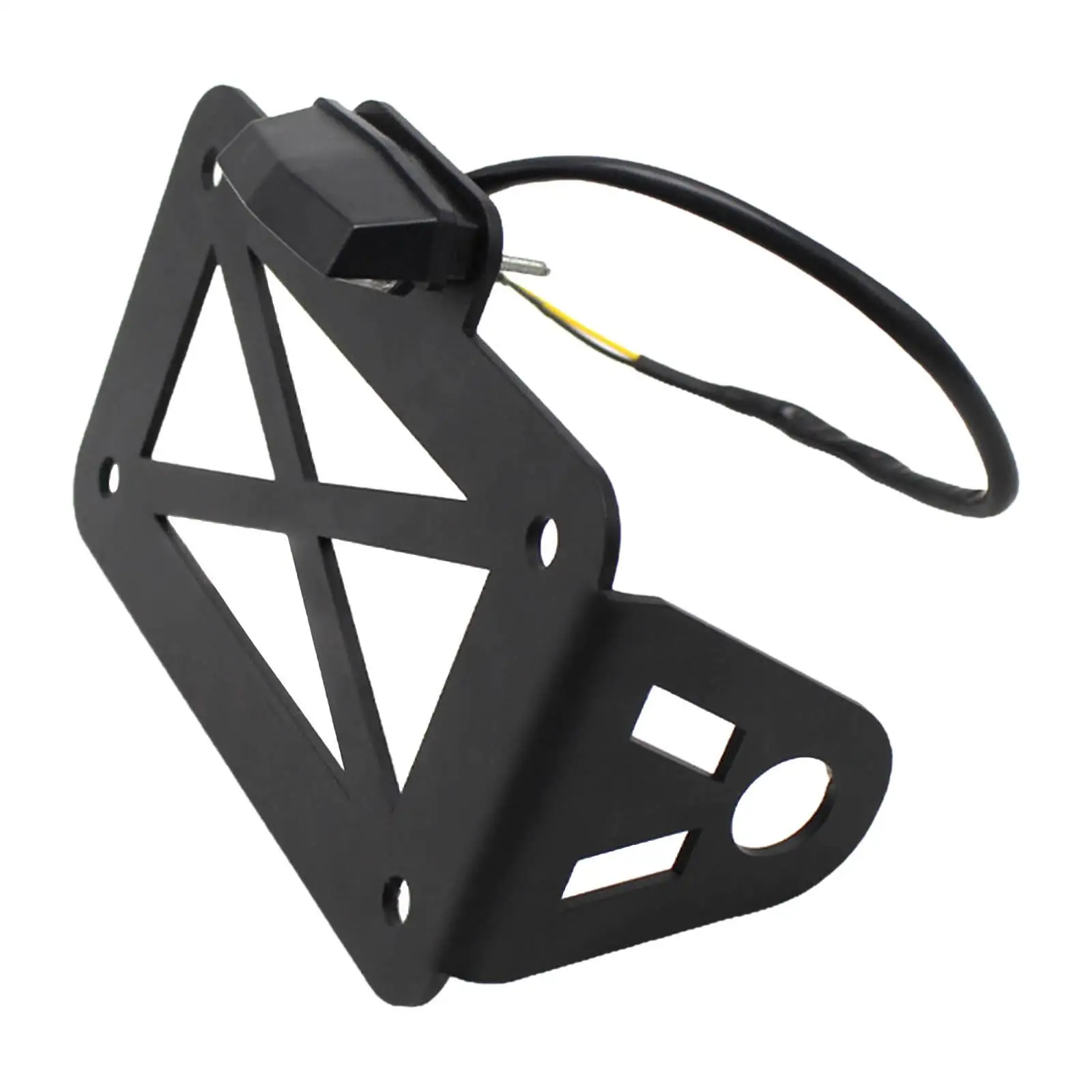 Metal Motorcycle License Plate Frame with LED Lighting Side Mount Invisible Plate Bracket for Universal Fit