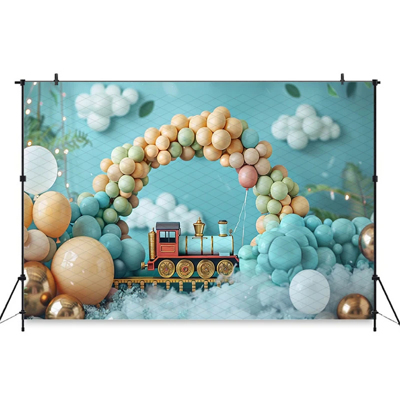 Mocsicka 誕生日写真背景レインボーバルーンパーティー用品装飾子ベビーシャワーの背景バナー Photocall