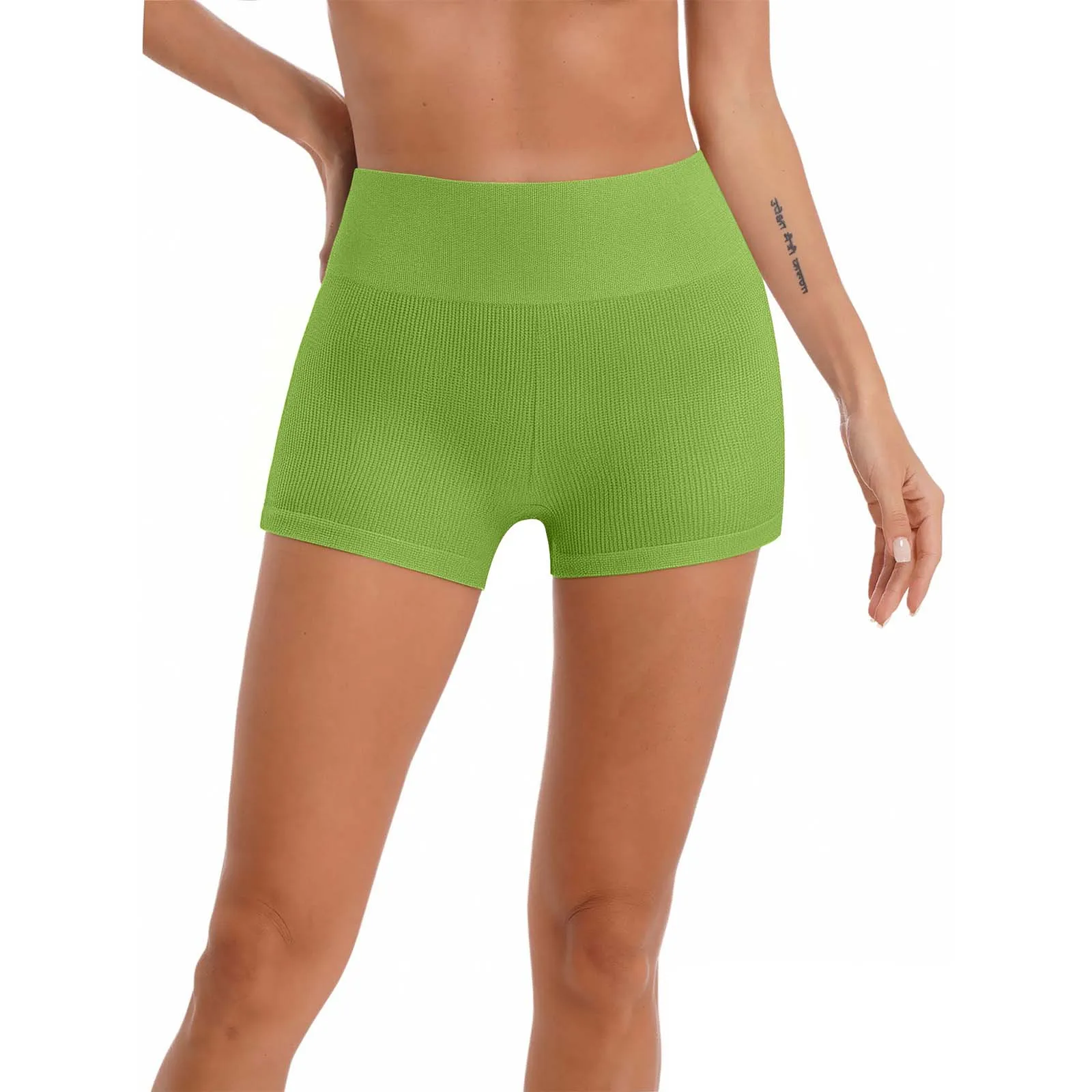 

Women Shimmery Yoga Shorts Tummy Control High Waist Stretchy Athletic Workout Shorts for Running Workout Exercise Pants