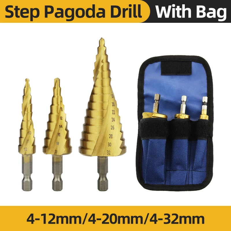 

HSS Titanium Step Drill Bit High Speed Stepped Drill Set Tools Conical Stage Drill For Metal Wood 4-12 4-20 4-32mm