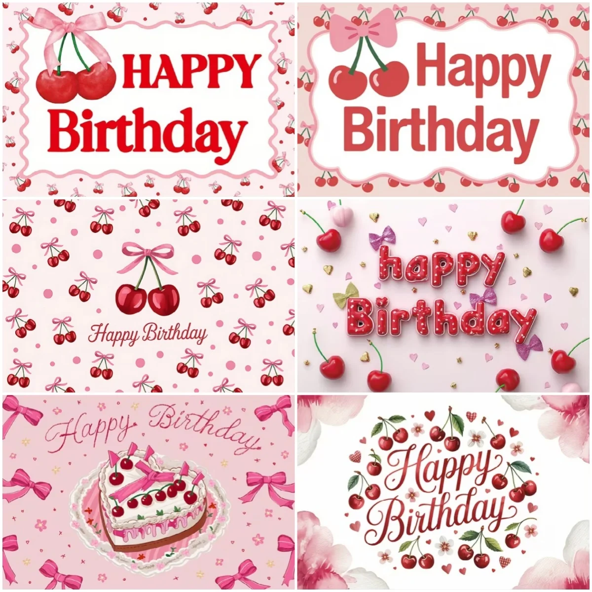 

Pink Cherry Theme Happy Birthday Backdrop Sweetheart Girl Birthday Party Decoration Background Supplies Baby Shower Banner Props