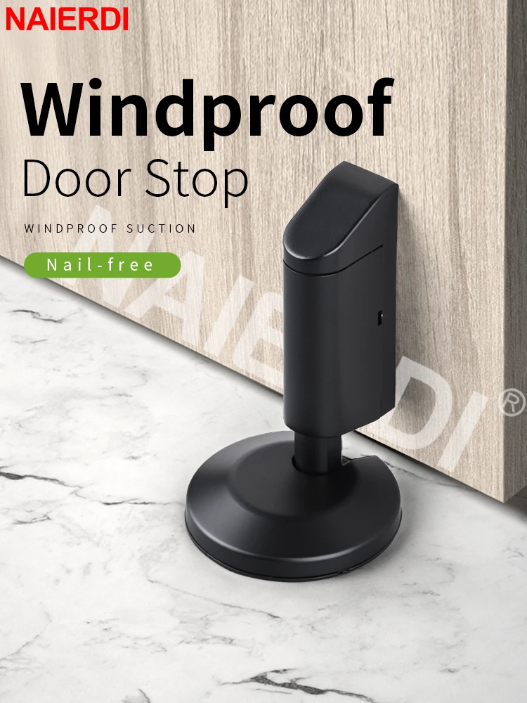 

NAIERDI Mechanical Door Stop Non-punch Windproof Brass Door Holder Adjustable Door Stopper Furniture Door Hardware