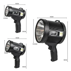 1Pc High Power Rechargeable Led Flashlight Searchlight Powerful Torch Spotlight Portable Lighting With 8000mAh Lithium Battery