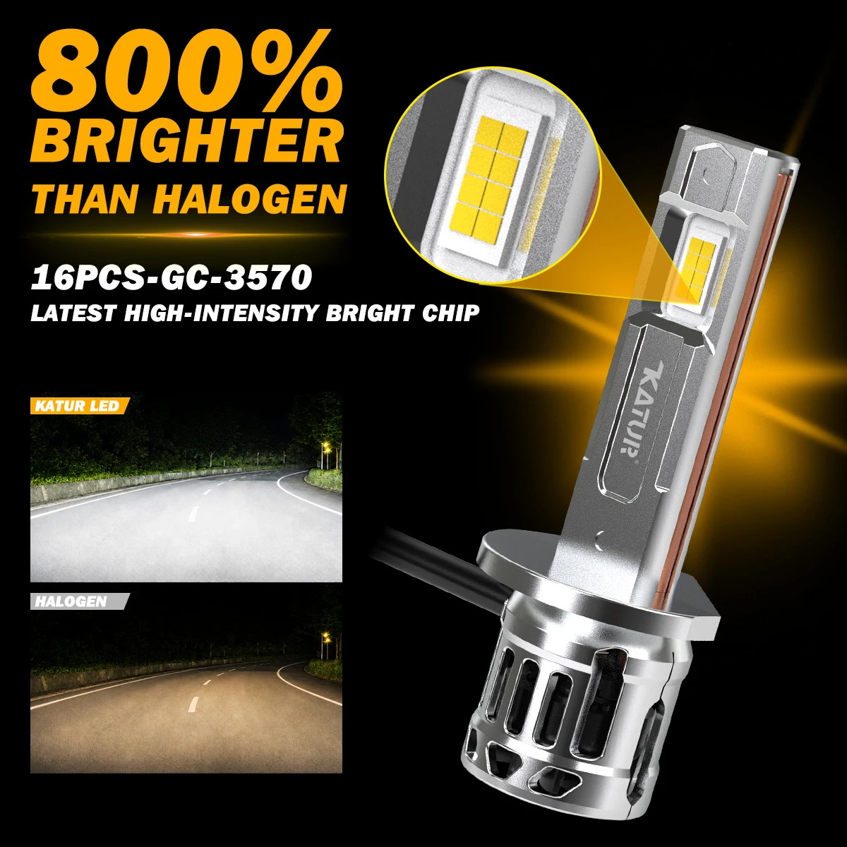 Katur 2pcs H1 Car Led Headlight with Fan Turbo Diode with Fan Super Led Car Head Lamp For Fiat Bravo Ducato Punto Bravo Doblo view 6