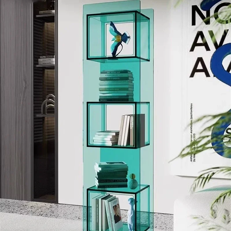 Bookcase shelf Floor-to-ceiling acrylic corner storage Multi-layer small apartment bookshelf display Storage against the wall