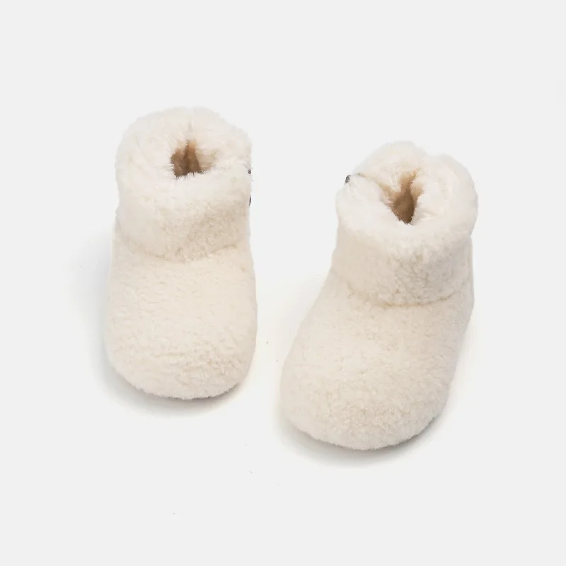 JGSHOWKITO Girl's Ankle Boots Winter Warm Children Outdoor Plush Boots Furry Hairy Non-slip Fashion Kids Thermal Cotton Boots