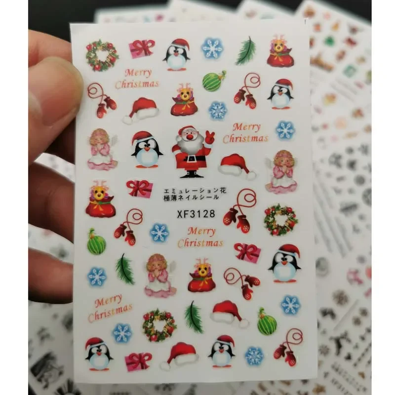 Merry Christmas Nail Art Stickers Decoratie Sneeuw Nagelsticker voor manicure Kerstman Sticker voor nagels Ontwerp Kerstman