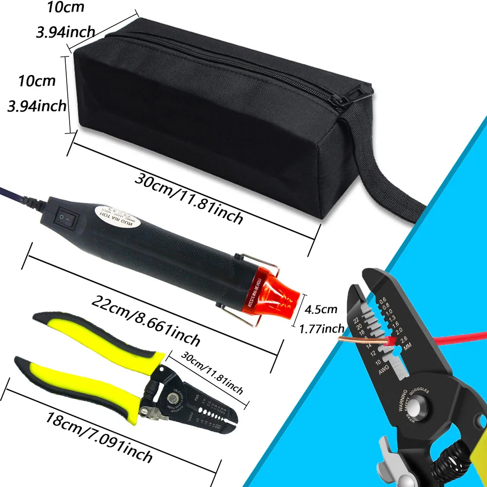 Imagem -05 - Pistola de ar Quente Elétrica com Ventilador de Calor Kit de Ferramentas para Faça Você Mesmo Shrink Tubing Envoltório de Solda Carimbo de Borracha de Plástico com Tubo Termorretrátil 300w