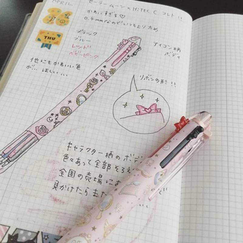 1pole+4refills Japan PILOT COLETO Multifunctional Pen 25th Anniversary  LHKRF-10C4 Refills Back To School Kawaii Stationery
