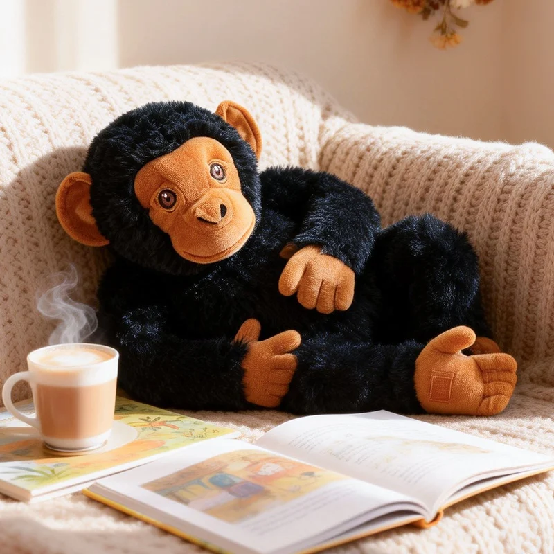 50CM Black Orangutan Plush Toys Soft Stuffed Cartoon Monkey Doll Hug Pillow For Birthday Gifts