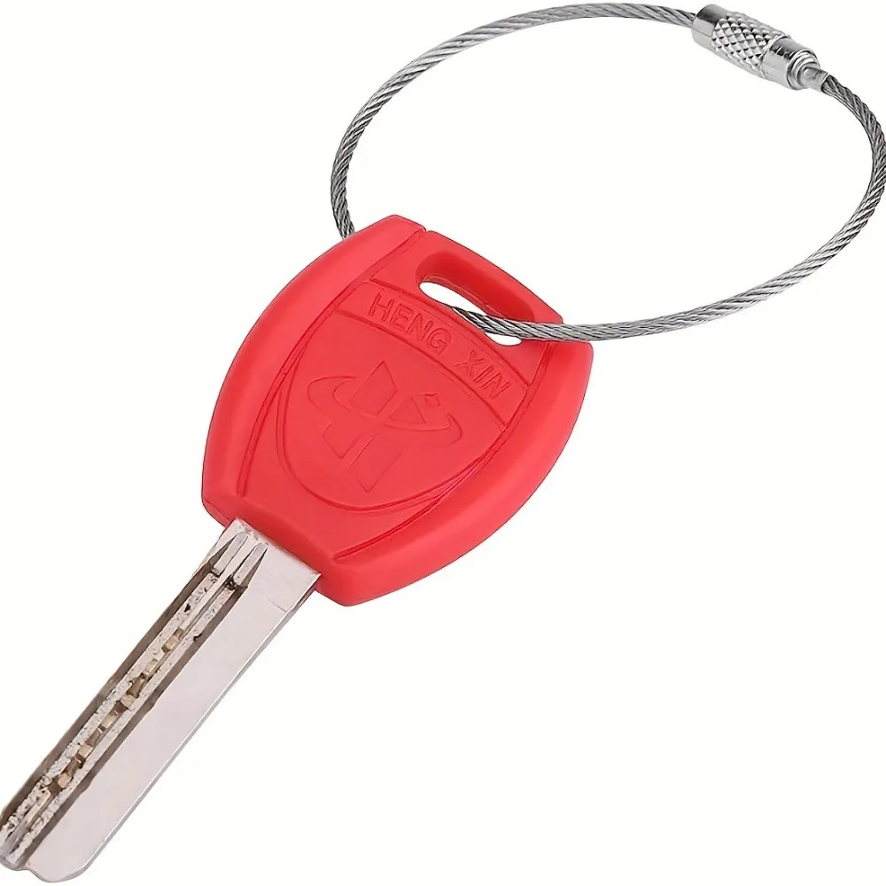 

Silver Wire Keychain Cable Stainless Steel Metal Nylon Coated Screw Lock Key Rings Durable Loop