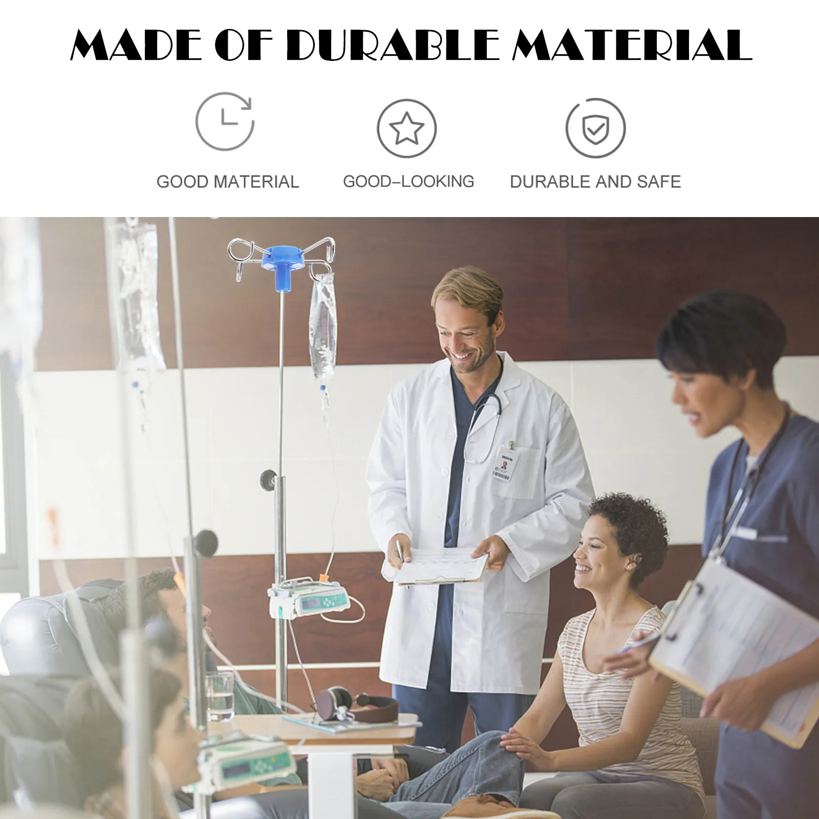 

Комплект из 4 крючков для вертикальных инфузионных стоек, нержавеющая сталь медицинского класса, для использования в клиниках, устойчивые к коррозии, крепление для инфузионных стоек