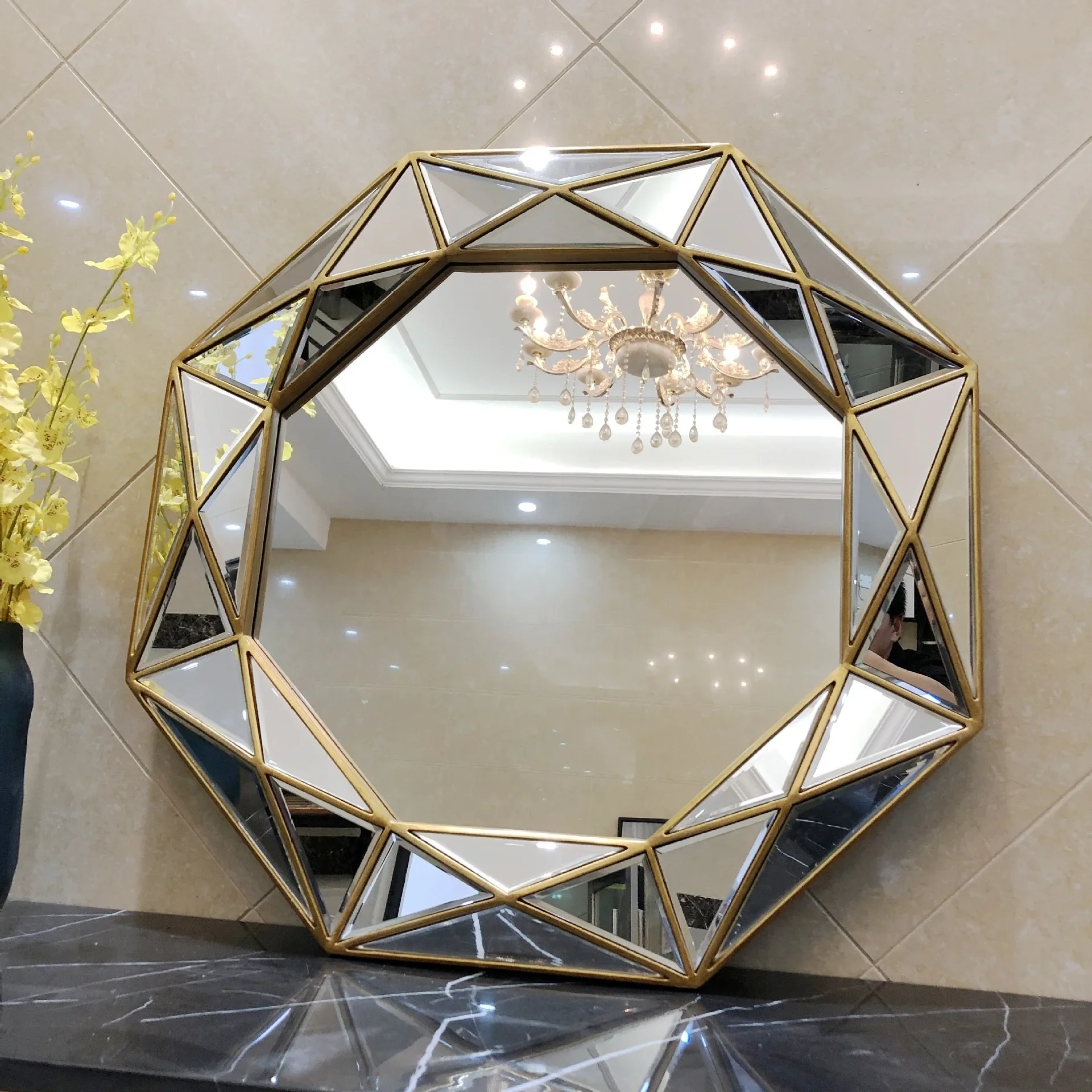 

American art bathroom mirror, wall-mounted toilet vanity mirror, entrance fireplace dining room wall decoration Hardware