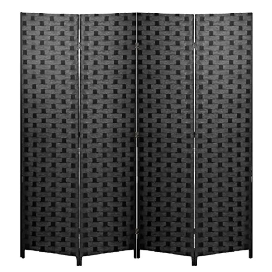 

Room Divider 6FT Wall Divider Wood Screen 4 Panels Wood Mesh Hand-Woven Design Room Screen Divider Indoor Folding Portable Part