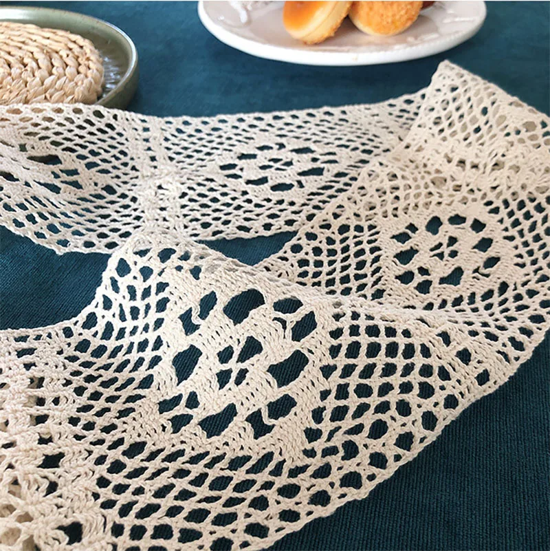 DIY High-Quality Splicing Cotton Crochet Lace Woven Belt Clothing Sewing Fabric Handmade Lace Fabric Table Curtain Accessories