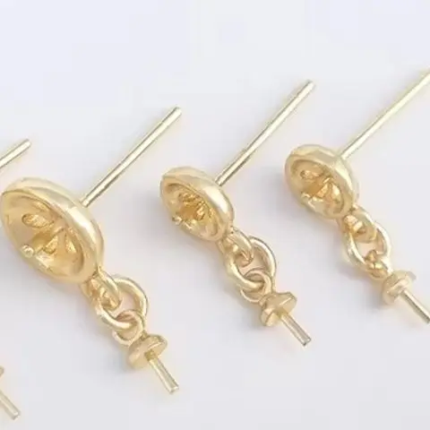 14K Gold Filled Pearl Bead Cap Sheep Eye Earrings DIY Handmade Jewelry Accessories with 925 Silver Needles