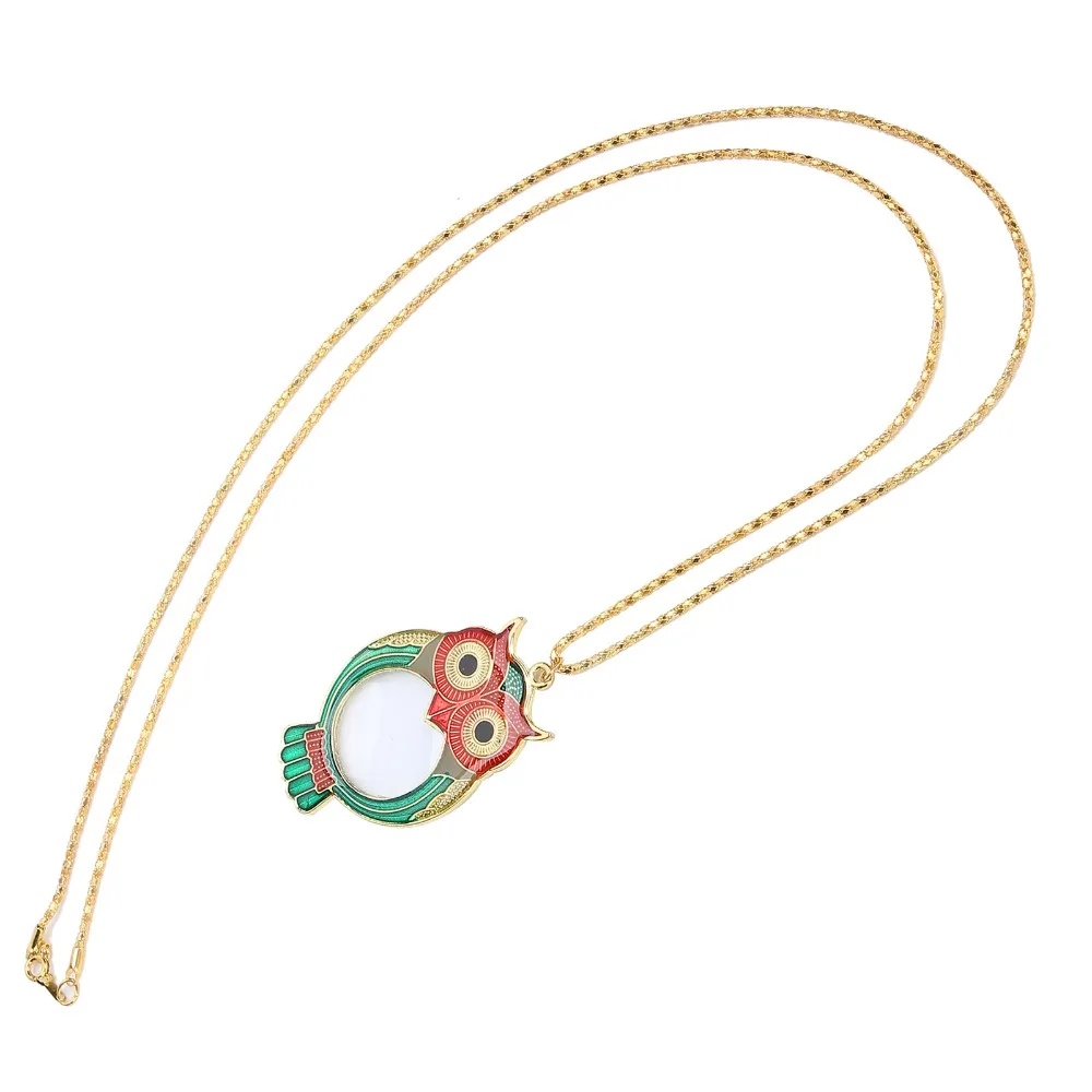 Cute Cute Owl Pattern Magnifying Glass Small Magnifying Glass Metal Reading Magnifier Green Owl Pattern Magnifier Reading Tool