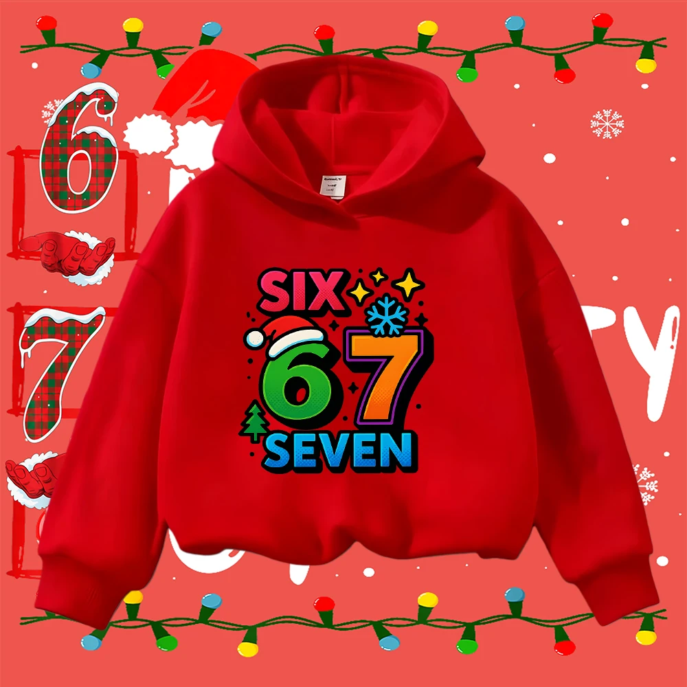 

Kids Christmas Sweatshirt 67 Number Graphic Pullover Toddler Xmas Holiday Crewneck Top for Boys Girls Festive Winter Clothing