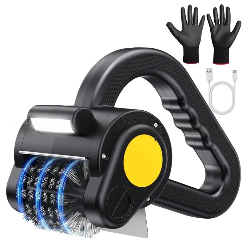 For Cast Iron& Stainless Steel Grill Brush Electric With LED Light 300 RPM Motor Splash Guard For Outdoor BBQ-AA26