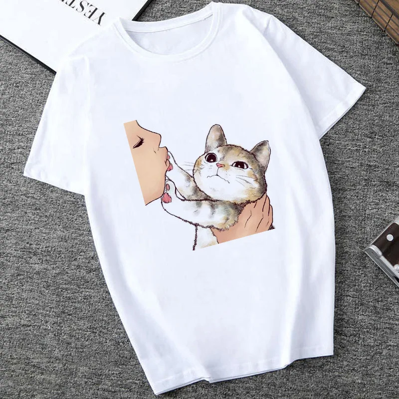 New summer Don't kiss me women t shirt funny kawaii cat ulzzang tshirt korean female gothic Graphic Casual tops t-shirt clothing