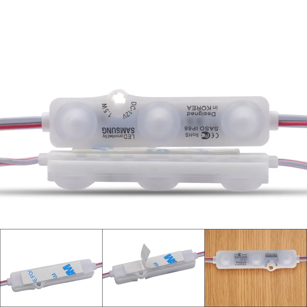 Módulo de luz LED de 12V de CC, 3LED, 1,2 W, superbrillante, diseño publicitario, lámpara de módulo IP68 5630, luz de fondo de señal LED