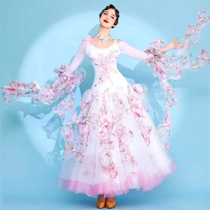 New Ballroom Dance Competition Dresses For Woman Rhinestones National Standard Waltz Dancing Clothes Big Swing Modern  Costumes