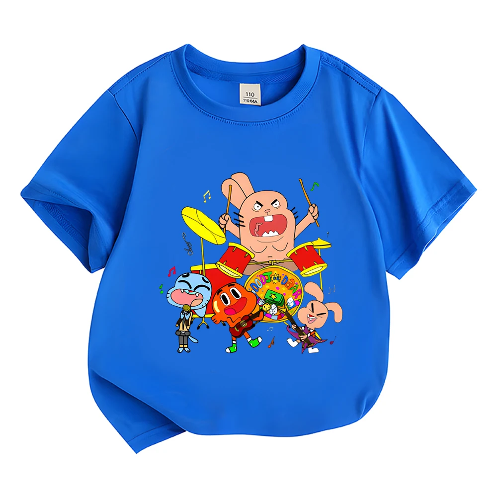 The Amazing World of Gumball Cartoon Printing Children\'s T-shirt Anime Clothes Cotton Tshirts Summer Short Sleeve Kids Tees Top