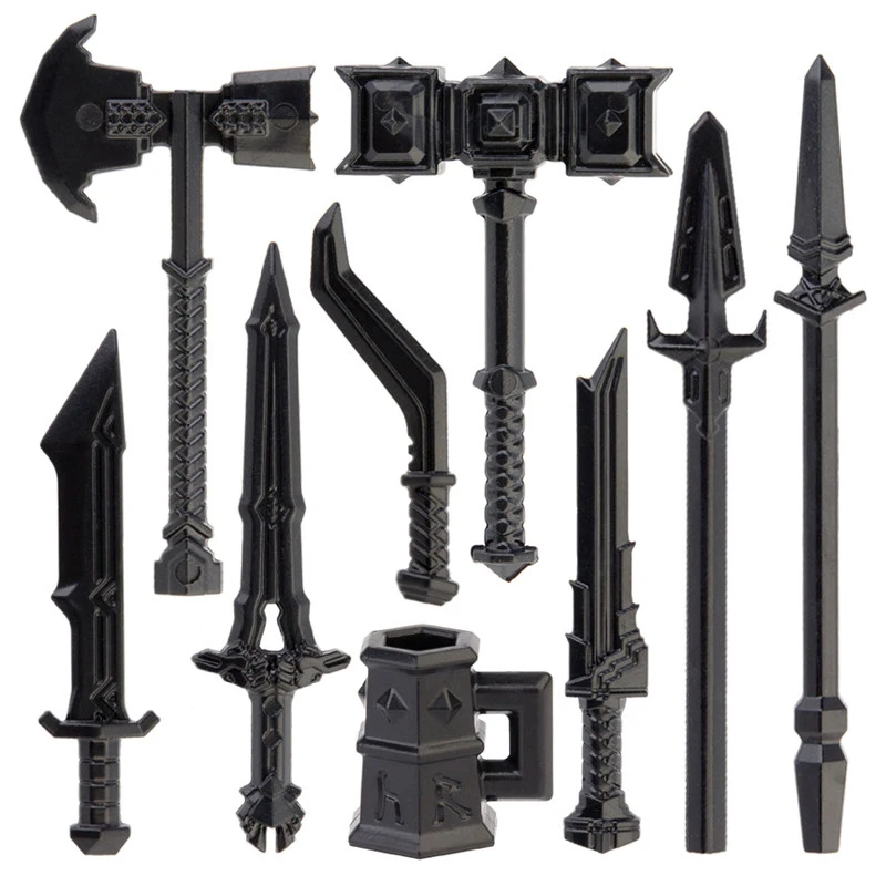 Medieval Weapons Building Blocks Army Soldiers Figures Military Accessories Knife Sword Axe Broadsword Bricks Toys For Children