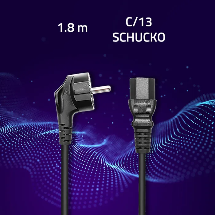 Qoltec Stroomkabel IEC C13/SCHUKO | 3x0,75 mm² | 1,8 miljoen