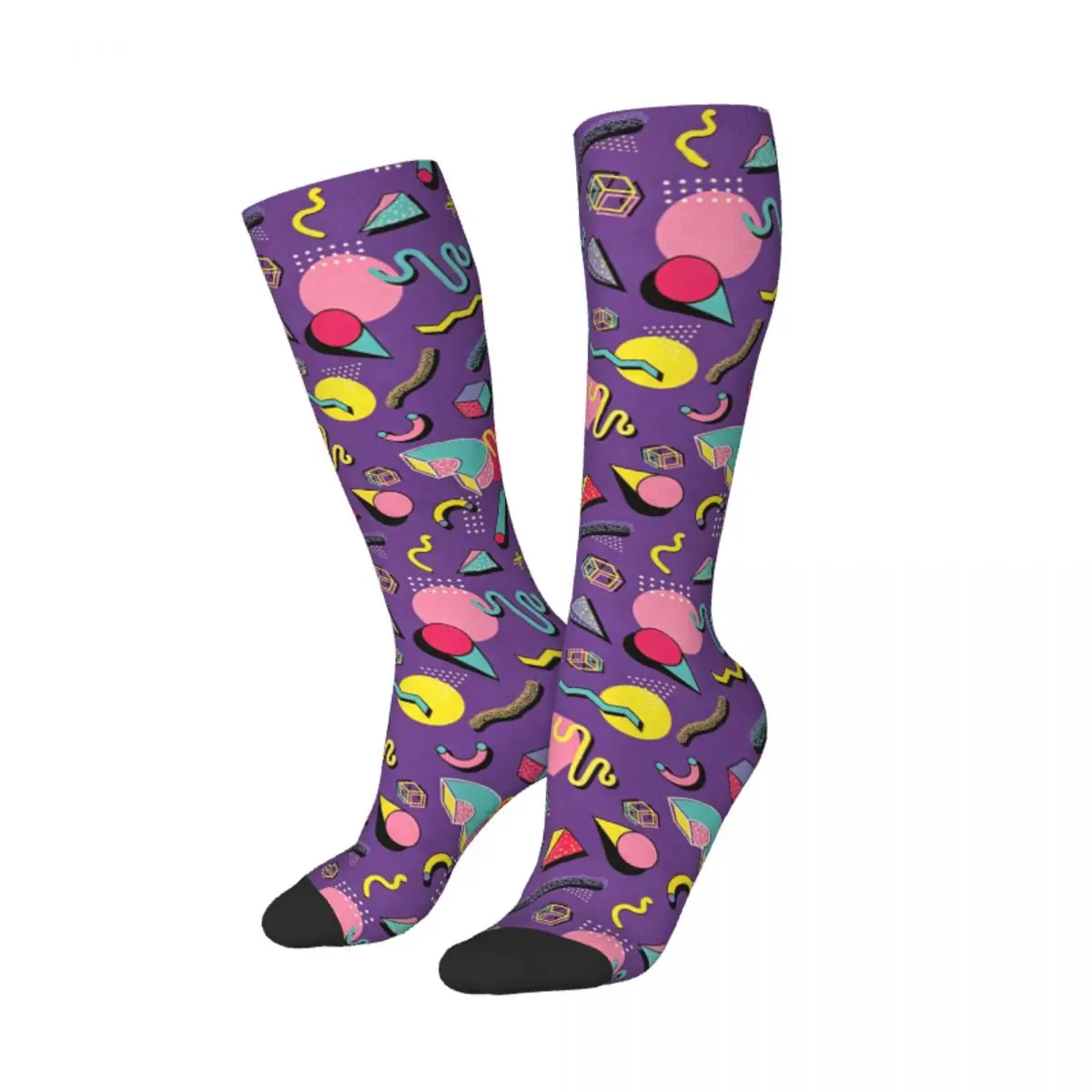 Old School Geometric 80s Print Bundle Socks High Quality Stockings All Season Long Socks for Man's Woman's Gifts