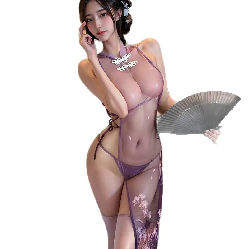 Sexy Chinese Qipao Uniform Ancient Traditional Lingerie Set Women Vintage Cheon…