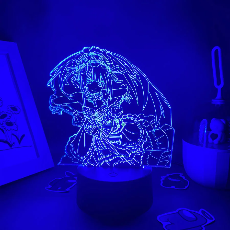 Imagem -03 - Anime 3d Led Neon Night Lights Presente de Aniversário para o Amigo Quarto Otaku Decoração da Mesa Manga Lava Lâmpada Origami Tobiichi Data a Live