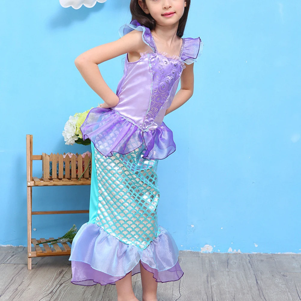 

1PC Girl Dance Performance Dress Mermaid Dress Mermaid One-Piece Skirt Creative Mermaid Clothing Supplies for Girl K