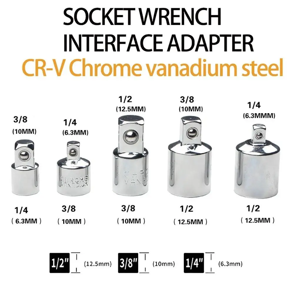 1 Stuks Kop Adapter Socket Adapter 1/4 3/8 1/2 Inch Sleutel Adapter Deel Ratel Sleutel Mouw Vrouw Naar Man