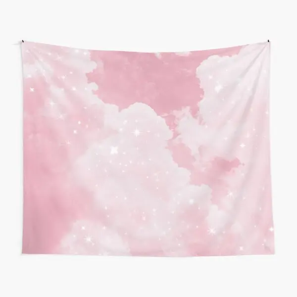 Tapeçaria impressa espumante para sala de estar Tapeçaria Pink Clouds, Decoração de colcha, Arte bonita, Tapete de toalha, Quarto pendurado colorido, Casa