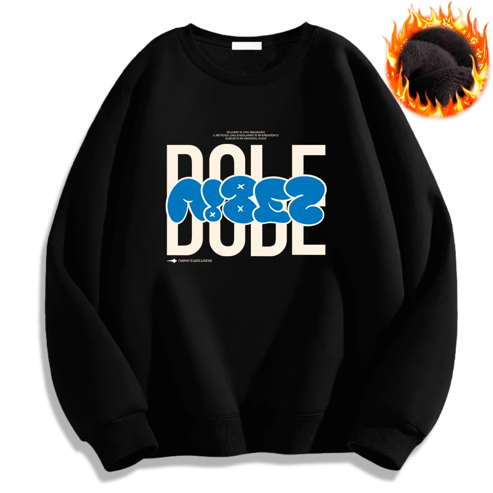 

Letter Printed Hoodies Creative Graphic Sweatshirt Round Neck Hoodie Autumn Winter Warm Pullover Unisex Tops Mens Clothing