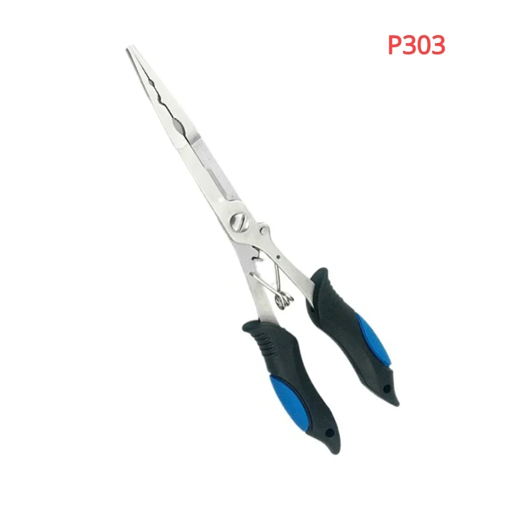 EASYFISH Multi-functional Stainless Steel Luya Fishing Pliers Fishing Accessories Fish Mouth Pliers Hook with Rubber Handle