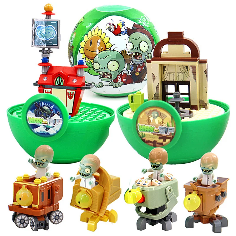 Plants vs. Zombies 4 Style Zombies Building Block Large Toy Capsules Pirate Seas Wild West Ancient Egypt Far Future Toys Gifts